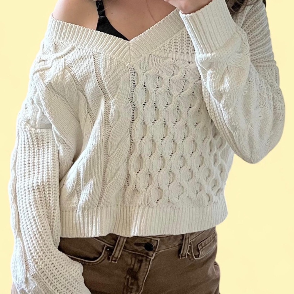 White Cable Knit Sweater